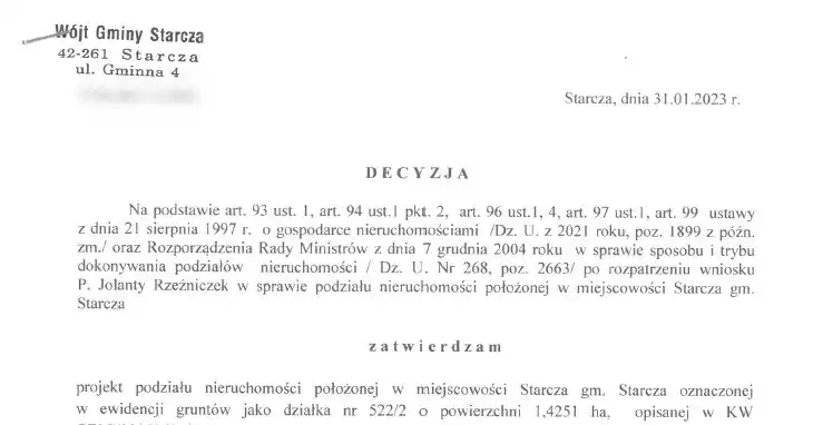 Zatwierdzenie projektu podziału